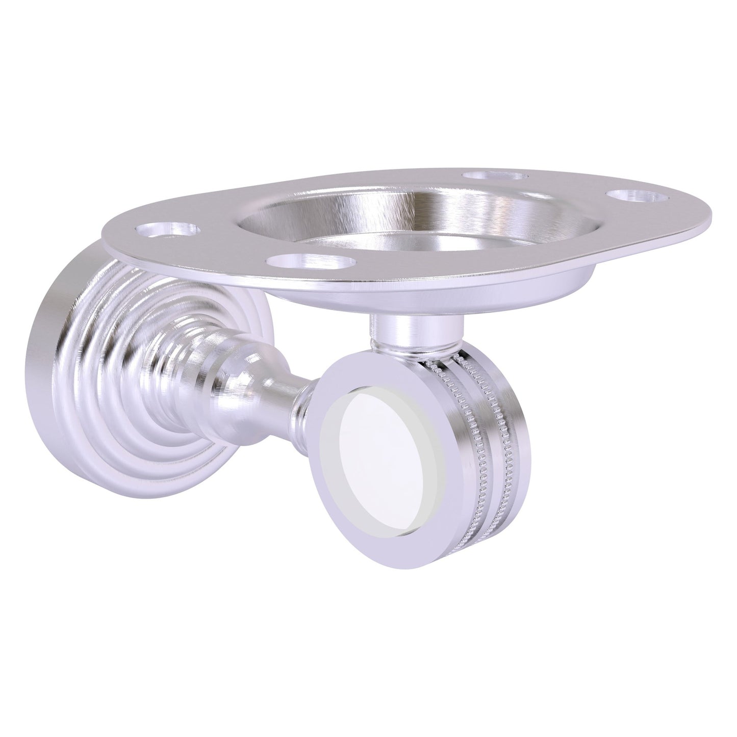 Allied Brass Pacific Grove 4.3" x 2.8" Satin Chrome Solid Brass Tumbler and Toothbrush Holder With Dotted Accents