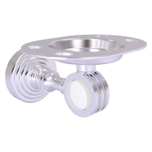 Allied Brass Pacific Grove 4.3" x 2.8" Satin Chrome Solid Brass Tumbler and Toothbrush Holder With Dotted Accents