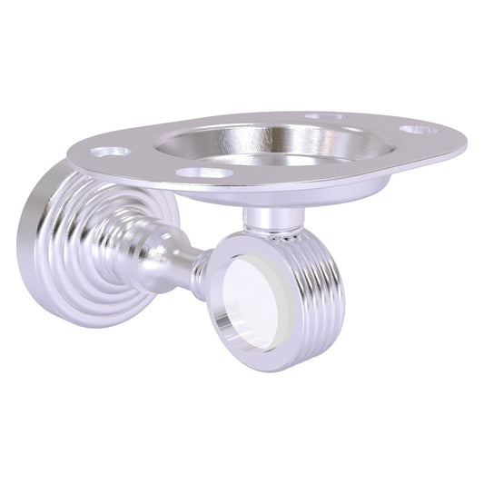 Allied Brass Pacific Grove 4.3" x 2.8" Satin Chrome Solid Brass Tumbler and Toothbrush Holder With Grooved Accents