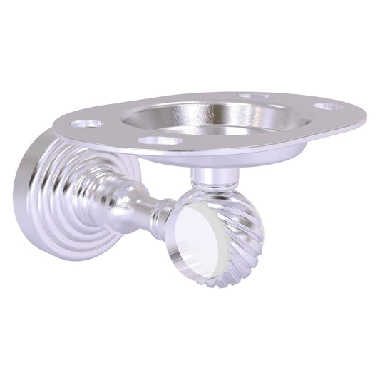 Allied Brass Pacific Grove 4.3" x 2.8" Satin Chrome Solid Brass Tumbler and Toothbrush Holder With Twisted Accents