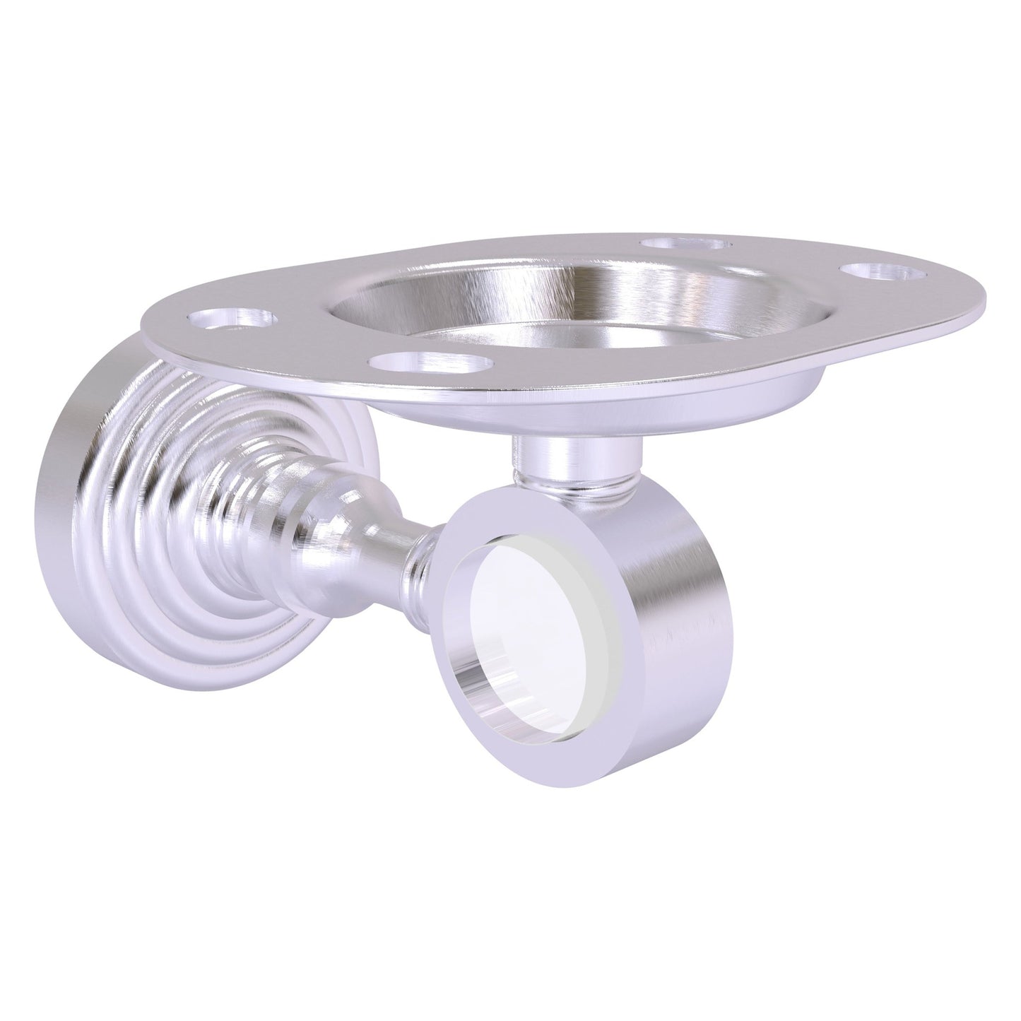 Allied Brass Pacific Grove 4.3" x 2.8" Satin Chrome Solid Brass Tumbler and Toothbrush Holder