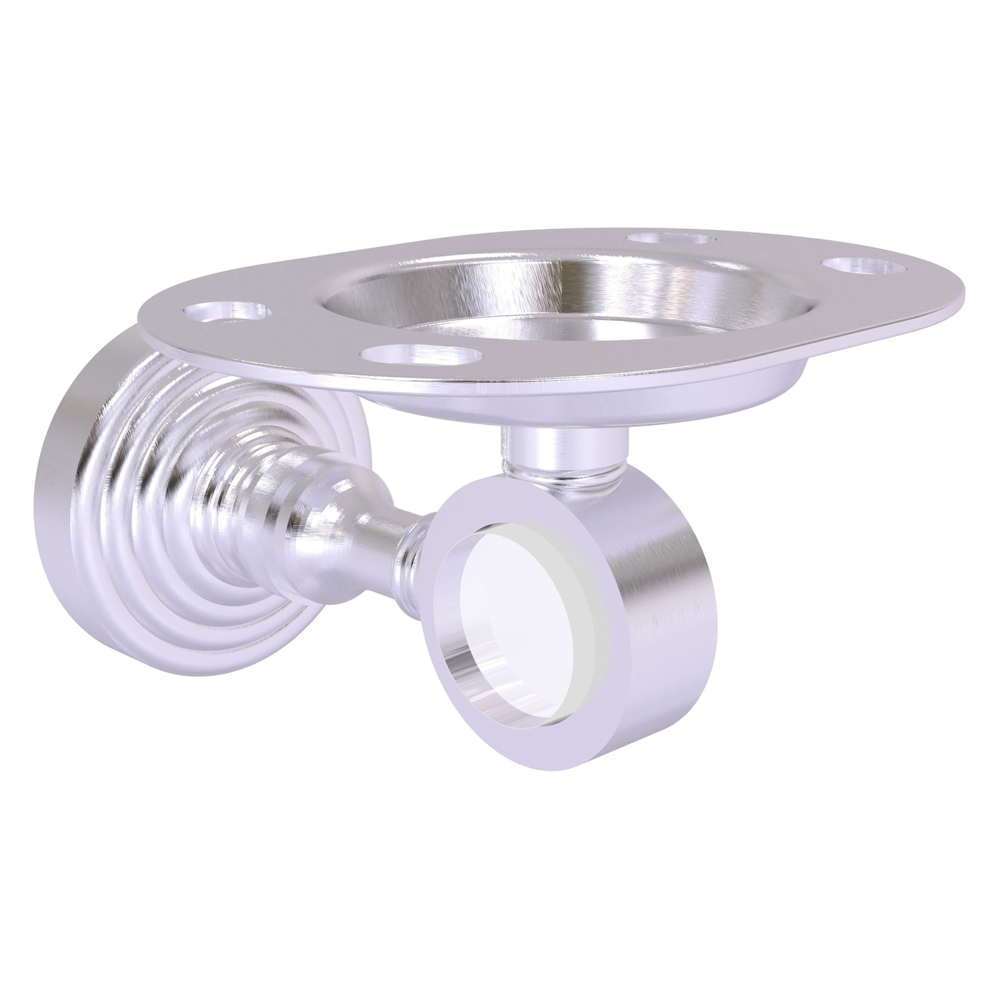 Allied Brass Pacific Grove 4.3" x 2.8" Satin Chrome Solid Brass Tumbler and Toothbrush Holder