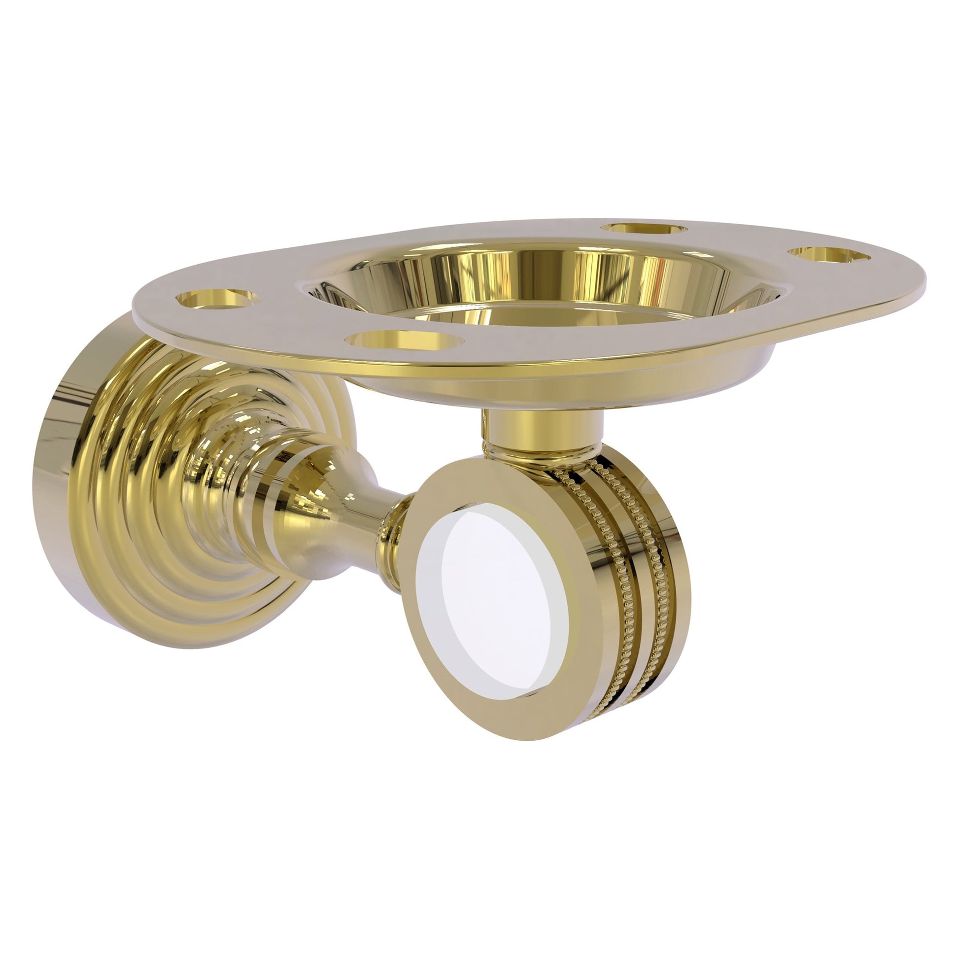 Allied Brass Pacific Grove 4.3" x 2.8" Unlacquered Brass Solid Brass Tumbler and Toothbrush Holder With Dotted Accents