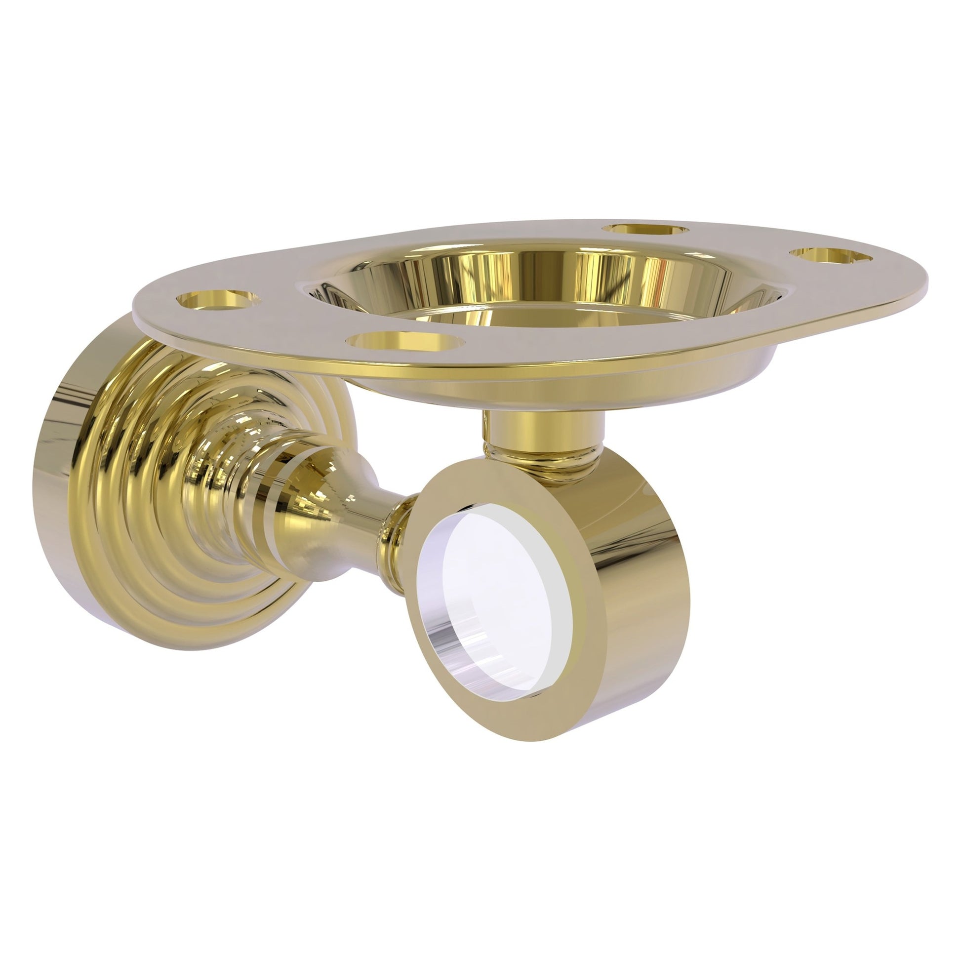 Allied Brass Pacific Grove 4.3" x 2.8" Unlacquered Brass Solid Brass Tumbler and Toothbrush Holder