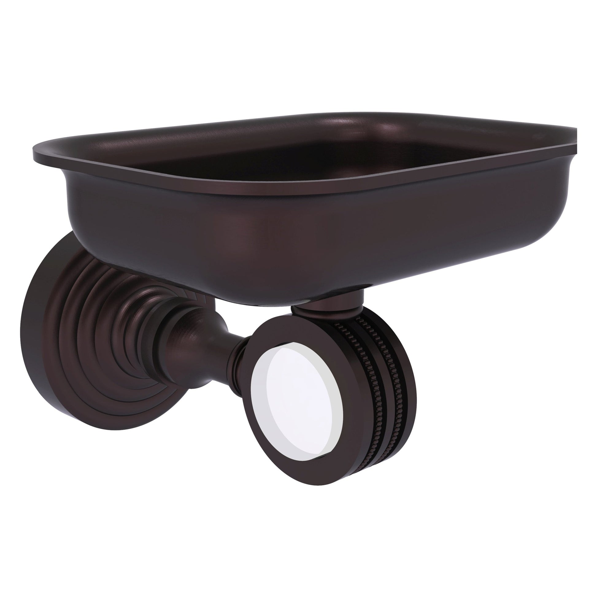 Allied Brass Pacific Grove 4.4" x 3.3" Antique Bronze Solid Brass Wall-Mounted Soap Dish Holder With Dotted Accents