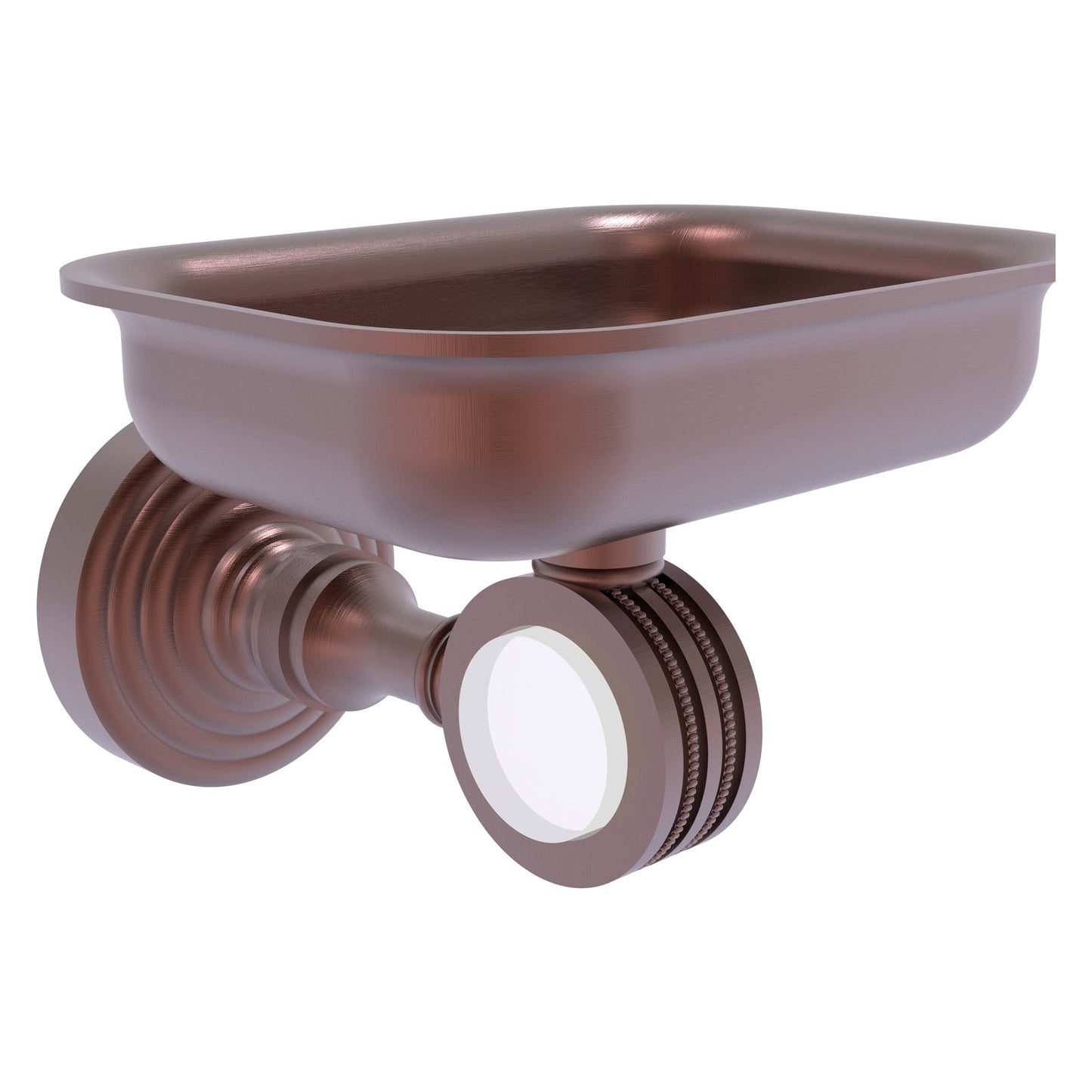 Allied Brass Pacific Grove 4.4" x 3.3" Antique Copper Solid Brass Wall-Mounted Soap Dish Holder With Dotted Accents