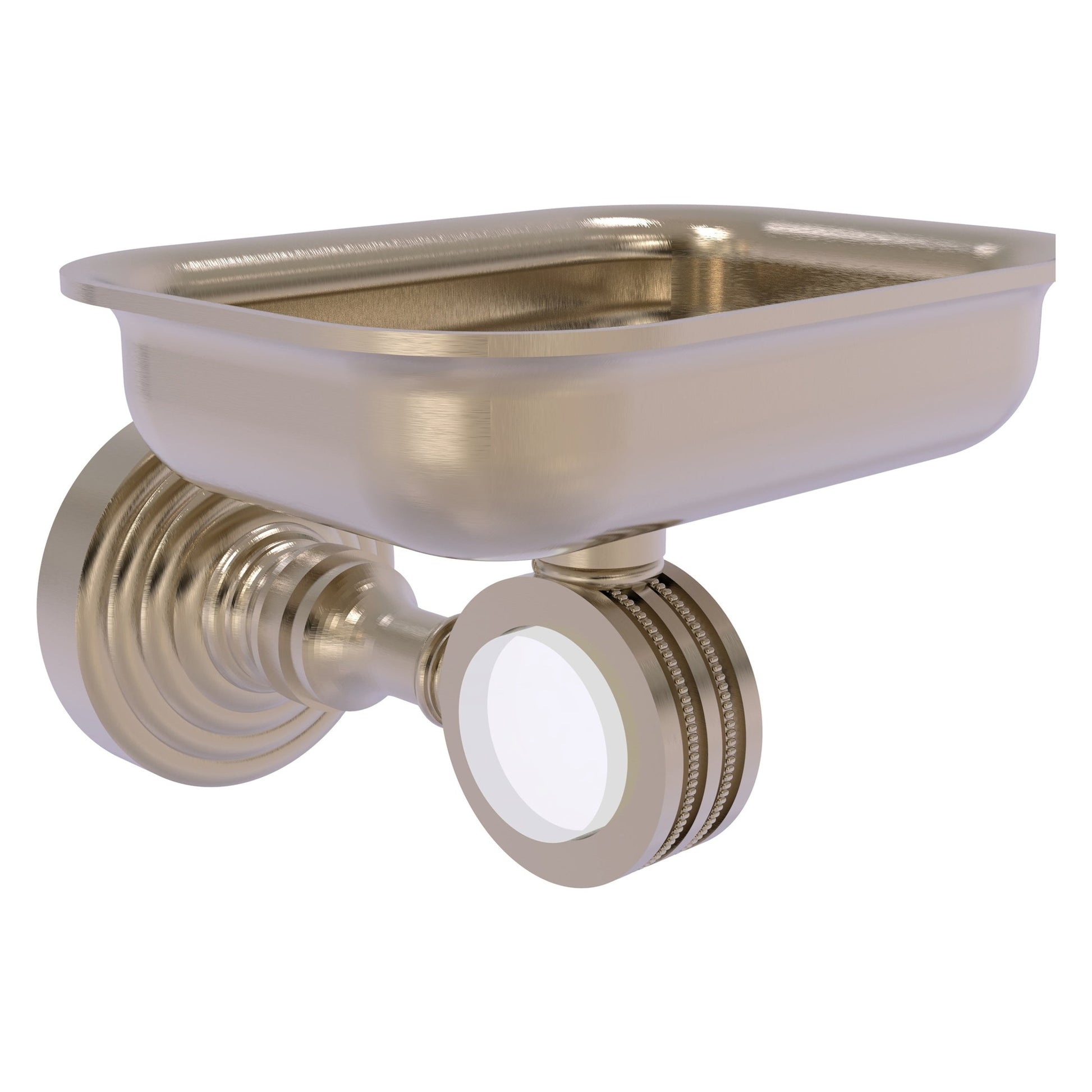 Allied Brass Pacific Grove 4.4" x 3.3" Antique Pewter Solid Brass Wall-Mounted Soap Dish Holder With Dotted Accents