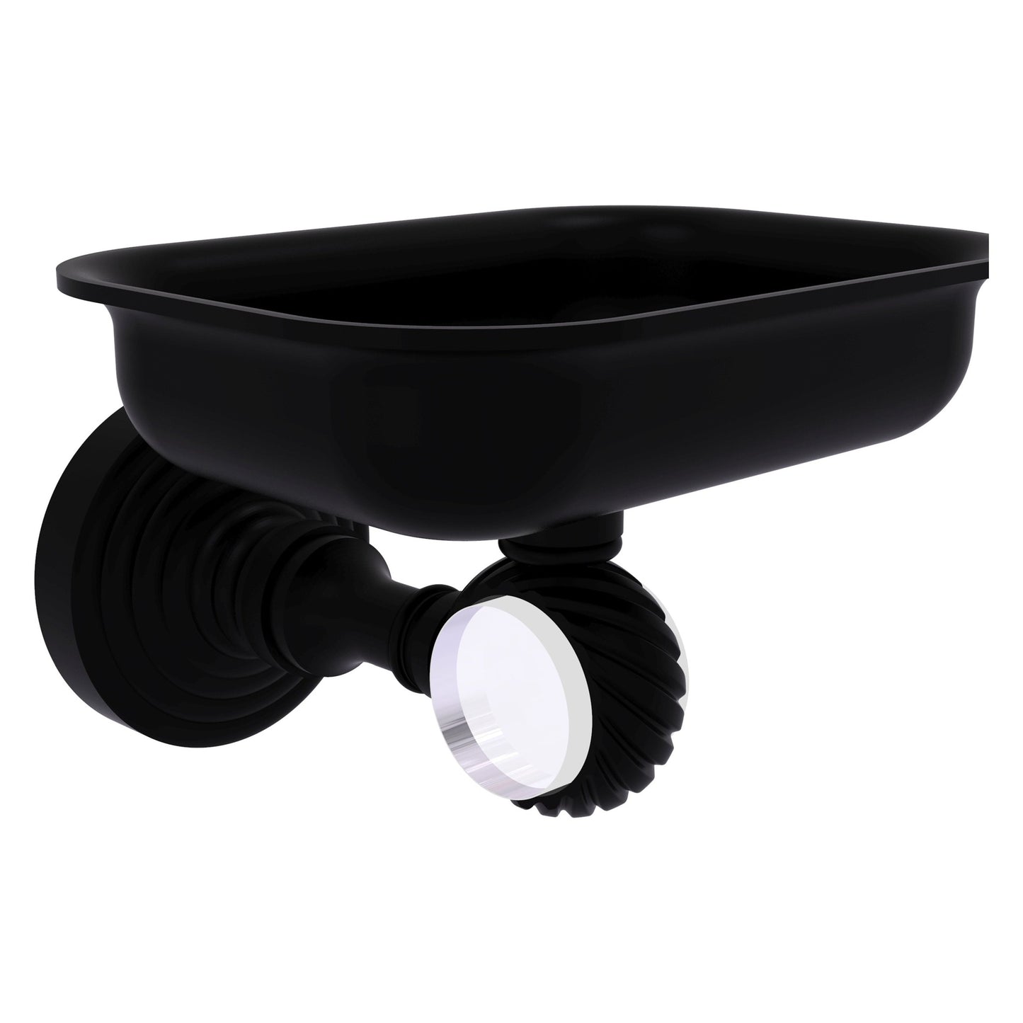 Allied Brass Pacific Grove 4.4" x 3.3" Matte Black Solid Brass Wall-Mounted Soap Dish Holder With Twisted Accents