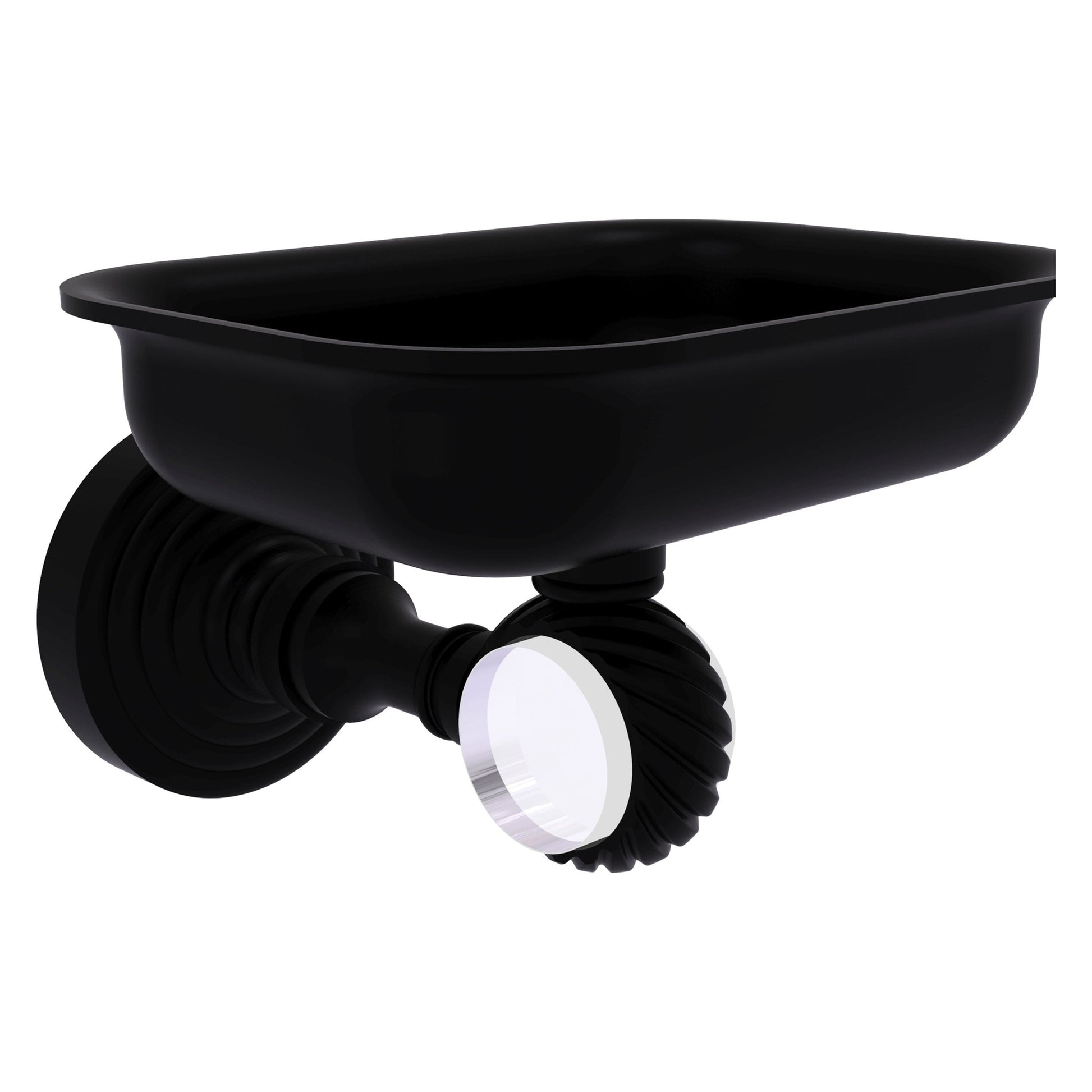Allied Brass Pacific Grove 4.4" x 3.3" Matte Black Solid Brass Wall-Mounted Soap Dish Holder With Twisted Accents