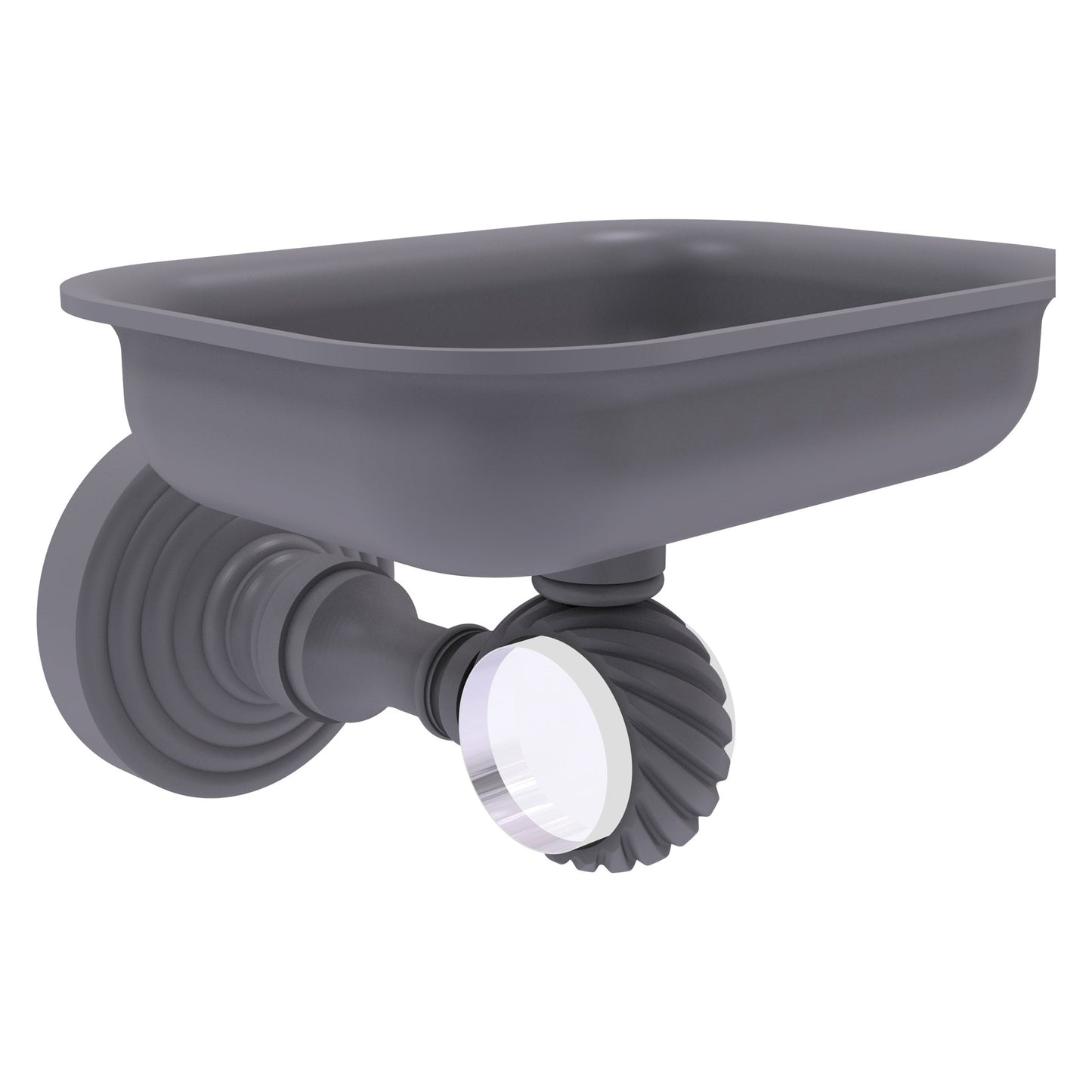 Allied Brass Pacific Grove 4.4" x 3.3" Matte Gray Solid Brass Wall-Mounted Soap Dish Holder With Twisted Accents