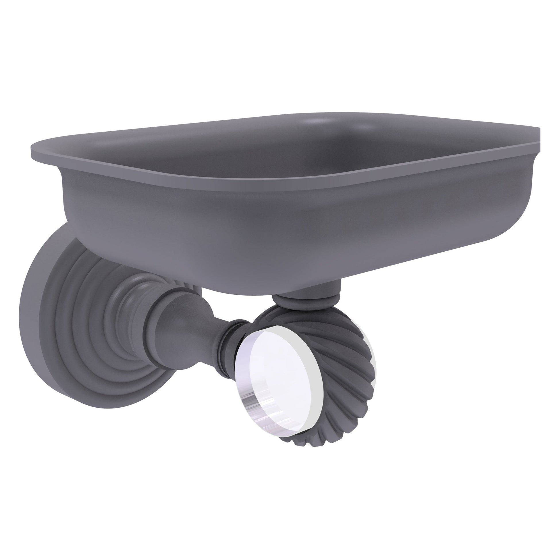 Allied Brass Pacific Grove 4.4" x 3.3" Matte Gray Solid Brass Wall-Mounted Soap Dish Holder With Twisted Accents