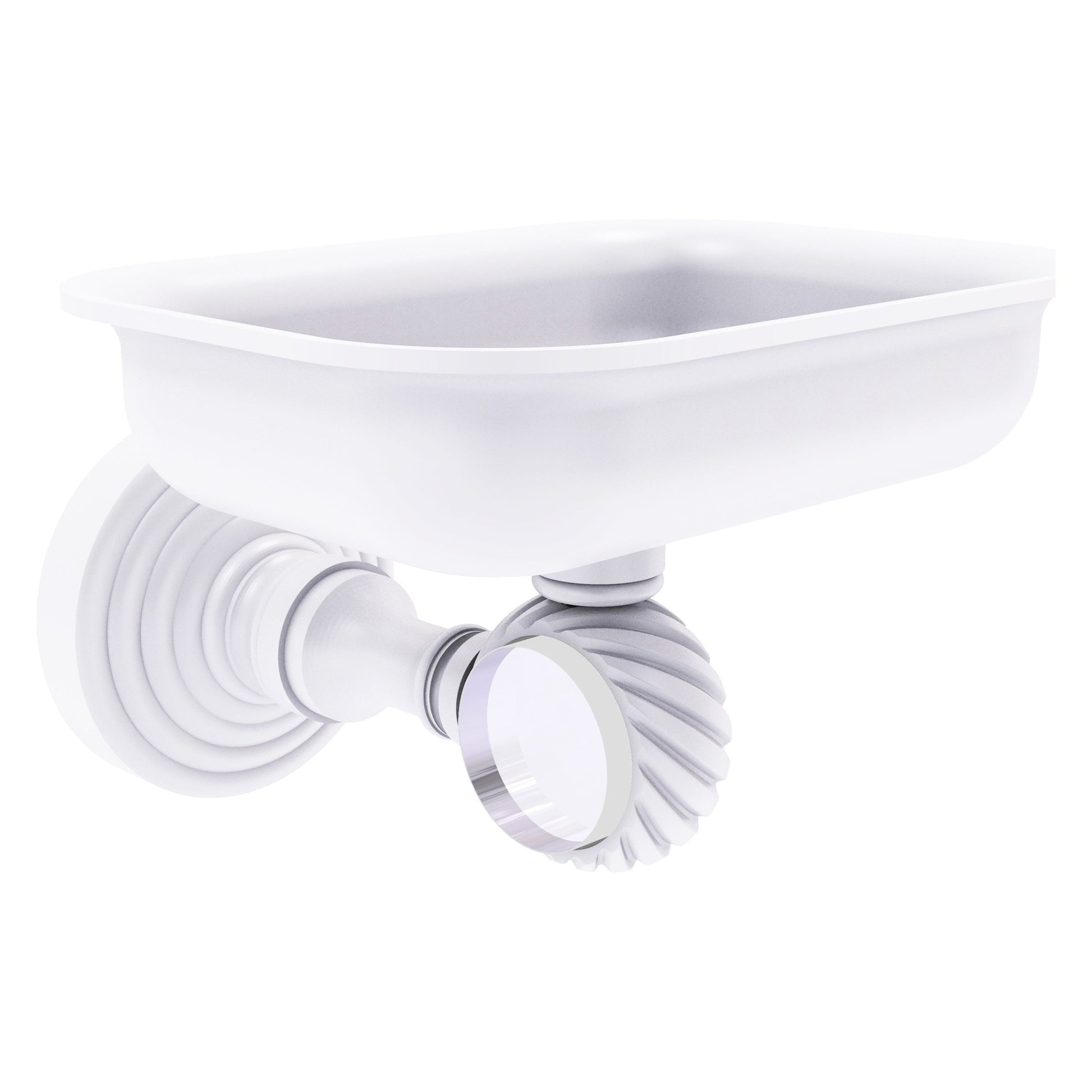 Allied Brass Pacific Grove 4.4" x 3.3" Matte White Solid Brass Wall-Mounted Soap Dish Holder With Twisted Accents