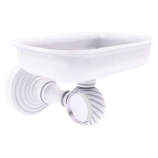 Allied Brass Pacific Grove 4.4" x 3.3" Matte White Solid Brass Wall-Mounted Soap Dish Holder With Twisted Accents