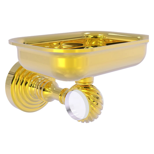 Allied Brass Pacific Grove 4.4" x 3.3" Polished Brass Solid Brass Wall-Mounted Soap Dish Holder With Twisted Accents
