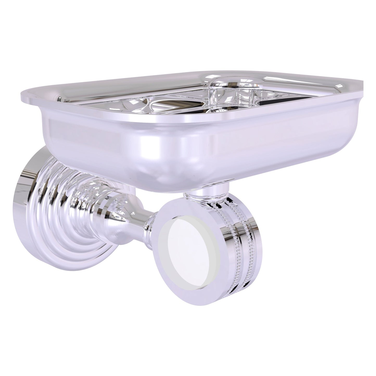 Allied Brass Pacific Grove 4.4" x 3.3" Polished Chrome Solid Brass Wall-Mounted Soap Dish Holder With Dotted Accents