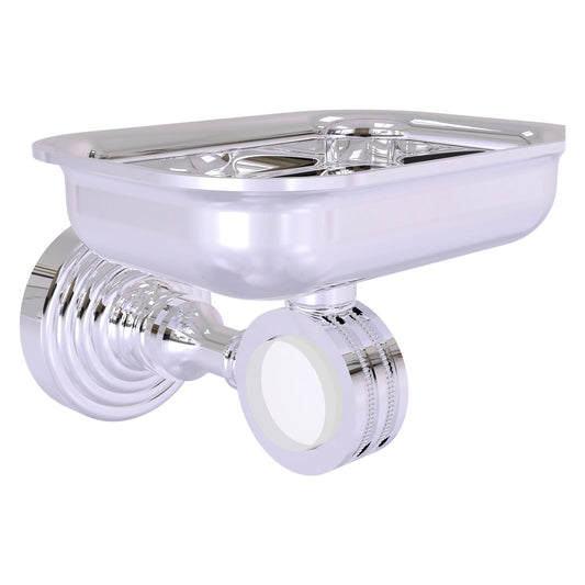 Allied Brass Pacific Grove 4.4" x 3.3" Polished Chrome Solid Brass Wall-Mounted Soap Dish Holder With Dotted Accents