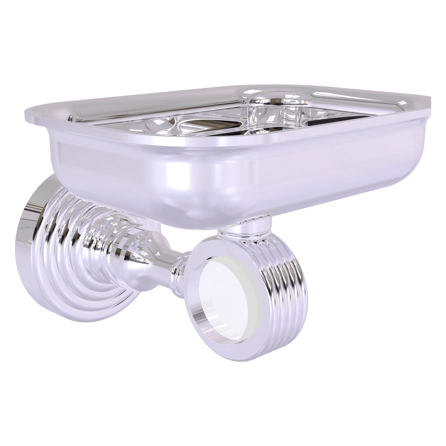 Allied Brass Pacific Grove 4.4" x 3.3" Polished Chrome Solid Brass Wall-Mounted Soap Dish Holder With Grooved Accents