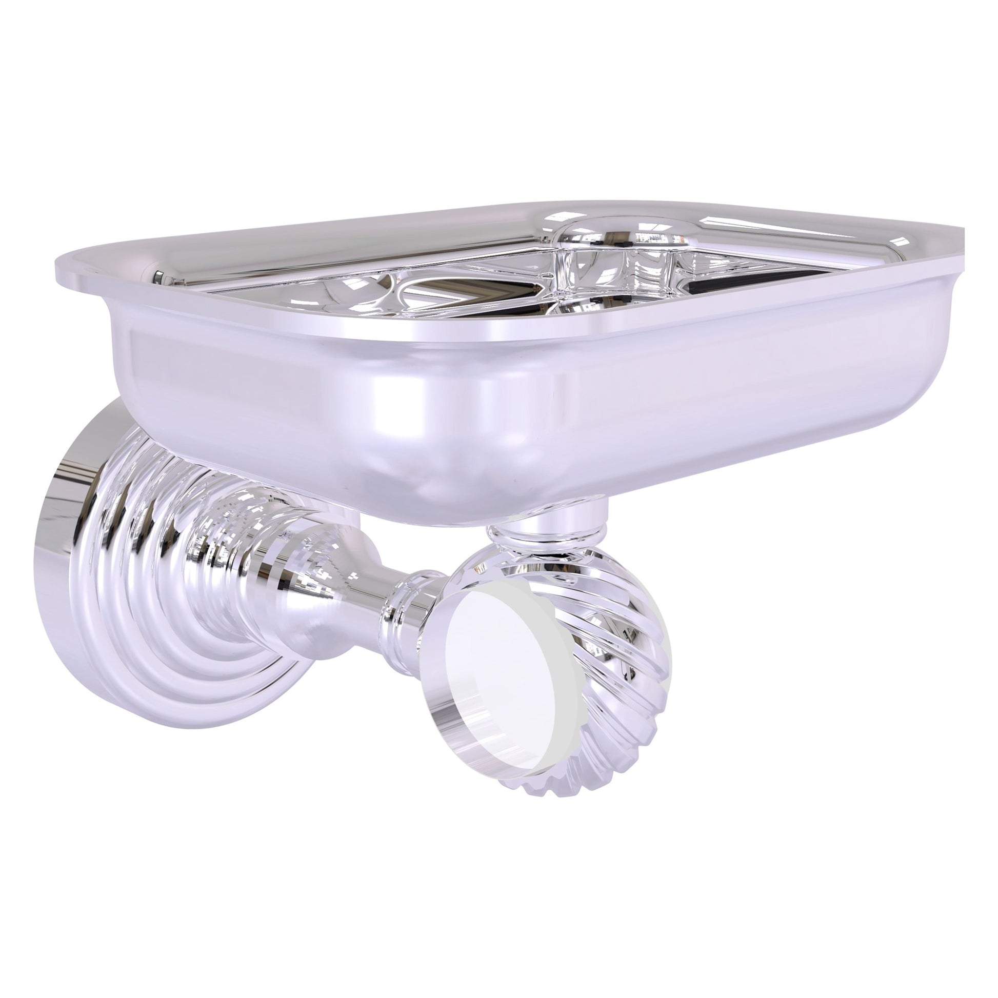 Allied Brass Pacific Grove 4.4" x 3.3" Polished Chrome Solid Brass Wall-Mounted Soap Dish Holder With Twisted Accents