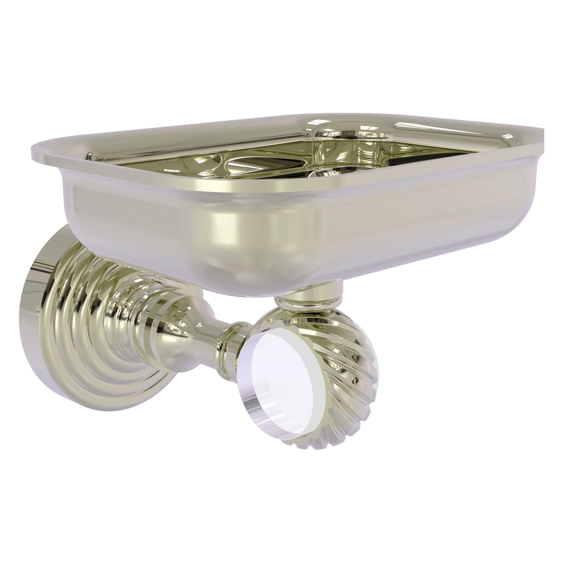 Allied Brass Pacific Grove 4.4" x 3.3" Polished Nickel Solid Brass Wall-Mounted Soap Dish Holder With Twisted Accents