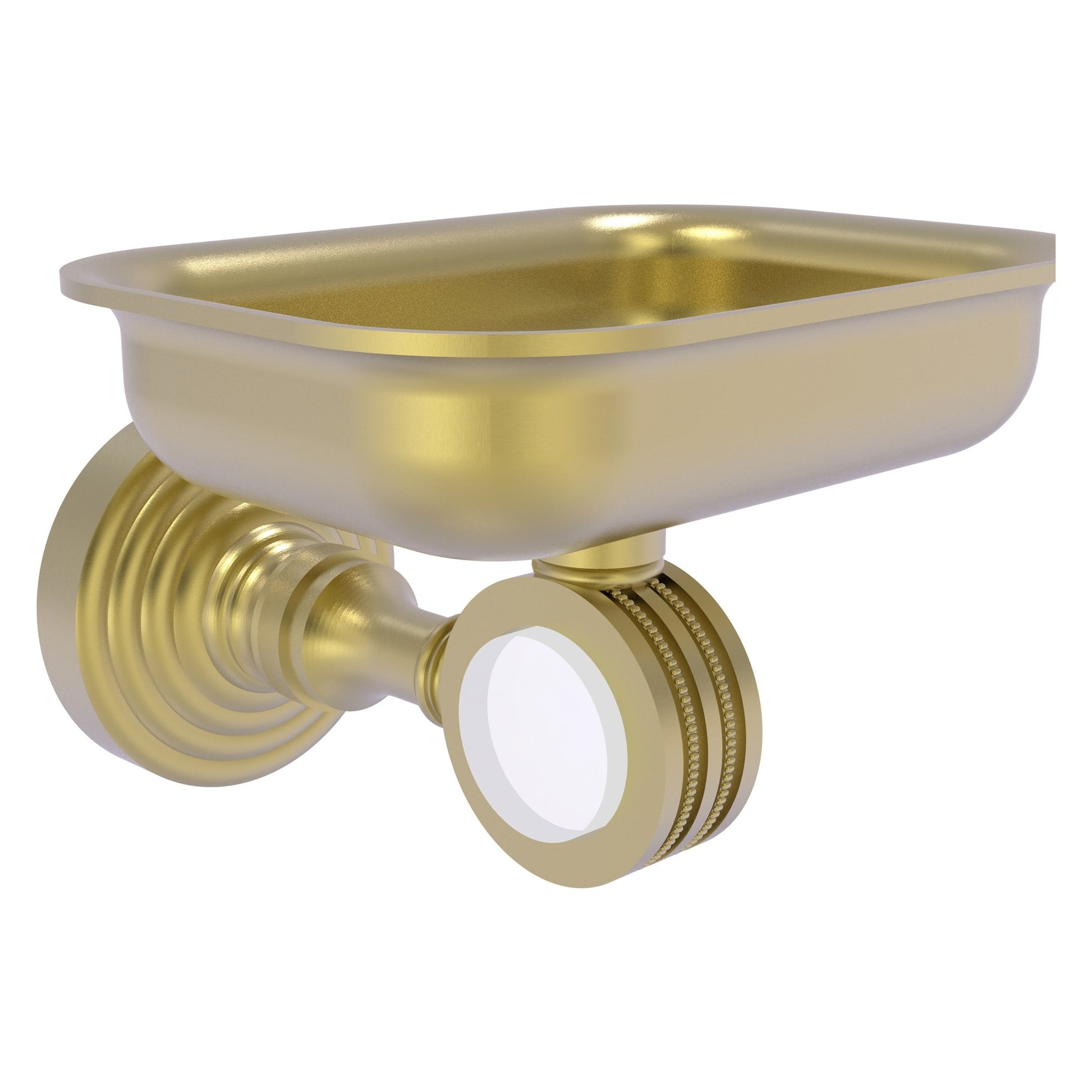 Allied Brass Pacific Grove 4.4" x 3.3" Satin Brass Solid Brass Wall-Mounted Soap Dish Holder With Dotted Accents