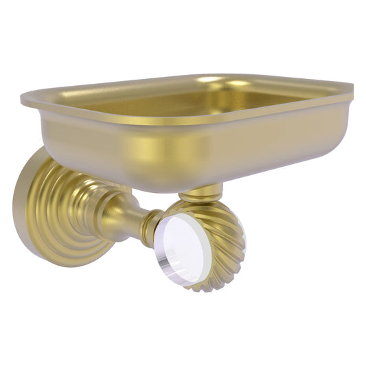 Allied Brass Pacific Grove 4.4" x 3.3" Satin Brass Solid Brass Wall-Mounted Soap Dish Holder With Twisted Accents