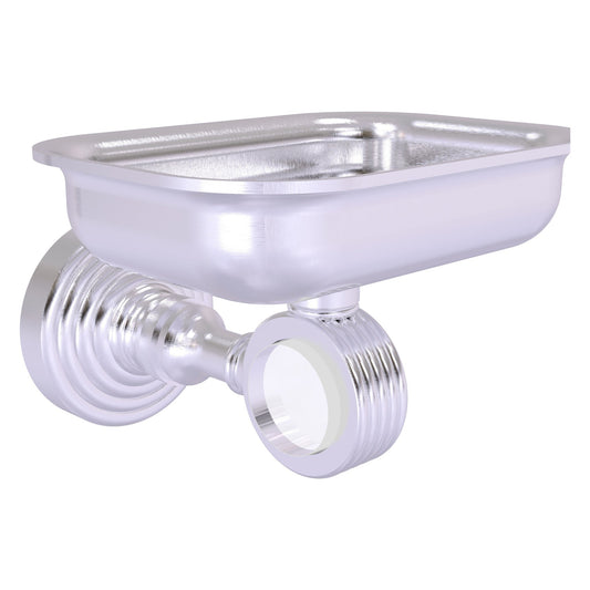Allied Brass Pacific Grove 4.4" x 3.3" Satin Chrome Solid Brass Wall-Mounted Soap Dish Holder With Grooved Accents