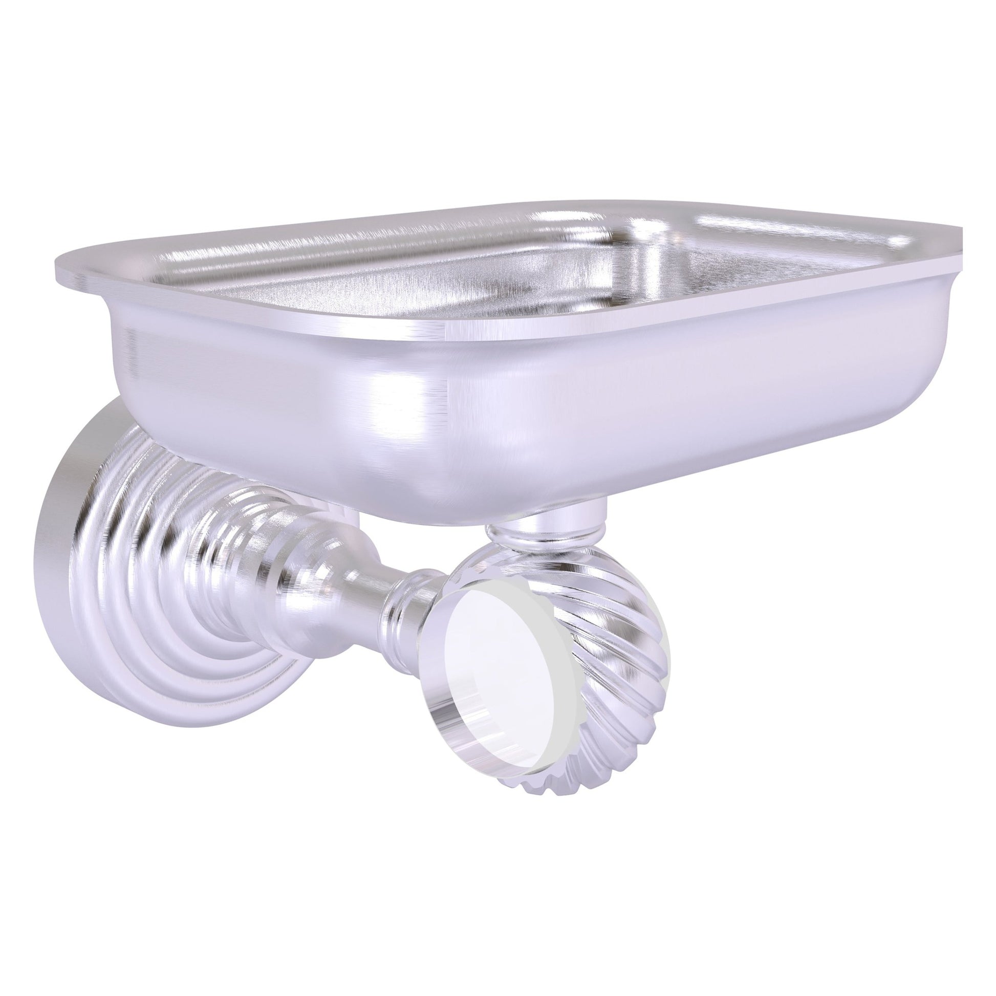 Allied Brass Pacific Grove 4.4" x 3.3" Satin Chrome Solid Brass Wall-Mounted Soap Dish Holder With Twisted Accents