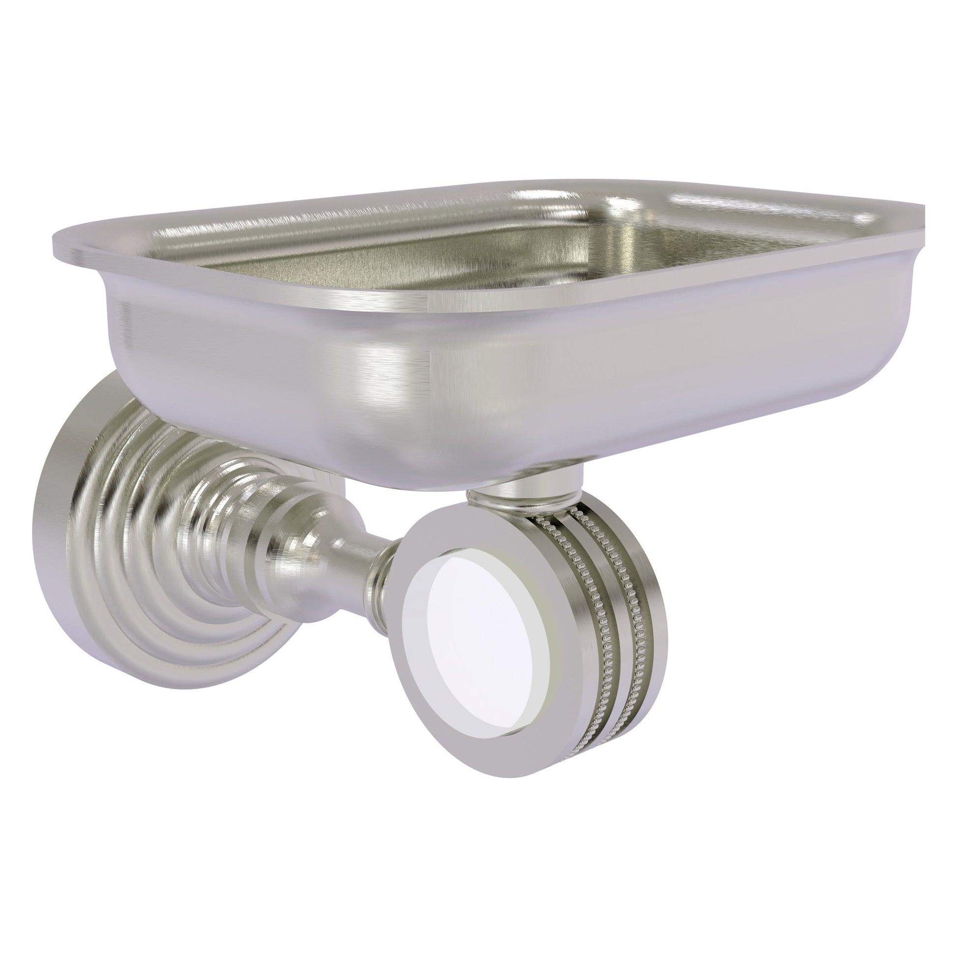 Allied Brass Pacific Grove 4.4" x 3.3" Satin Nickel Solid Brass Wall-Mounted Soap Dish Holder With Dotted Accents