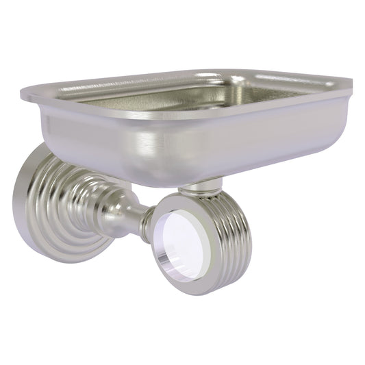 Allied Brass Pacific Grove 4.4" x 3.3" Satin Nickel Solid Brass Wall-Mounted Soap Dish Holder With Grooved Accents