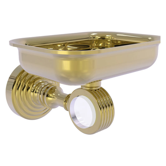Allied Brass Pacific Grove 4.4" x 3.3" Unlacquered Brass Solid Brass Wall-Mounted Soap Dish Holder With Grooved Accents