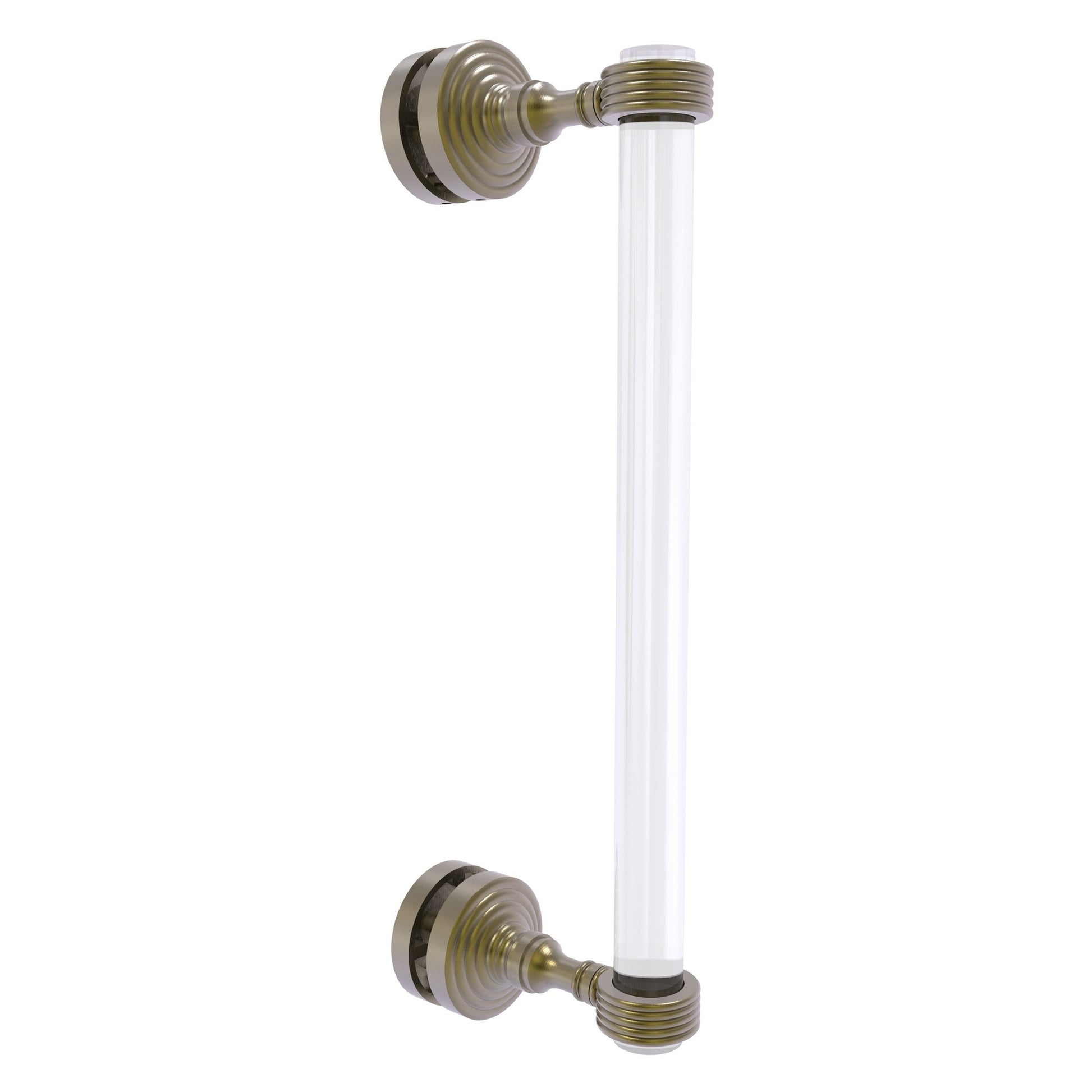 Allied Brass Pacific Grove 5.2" x 2.2" Antique Brass Solid Brass 12-Inch Single Side Shower Door Pull With Grooved Accents