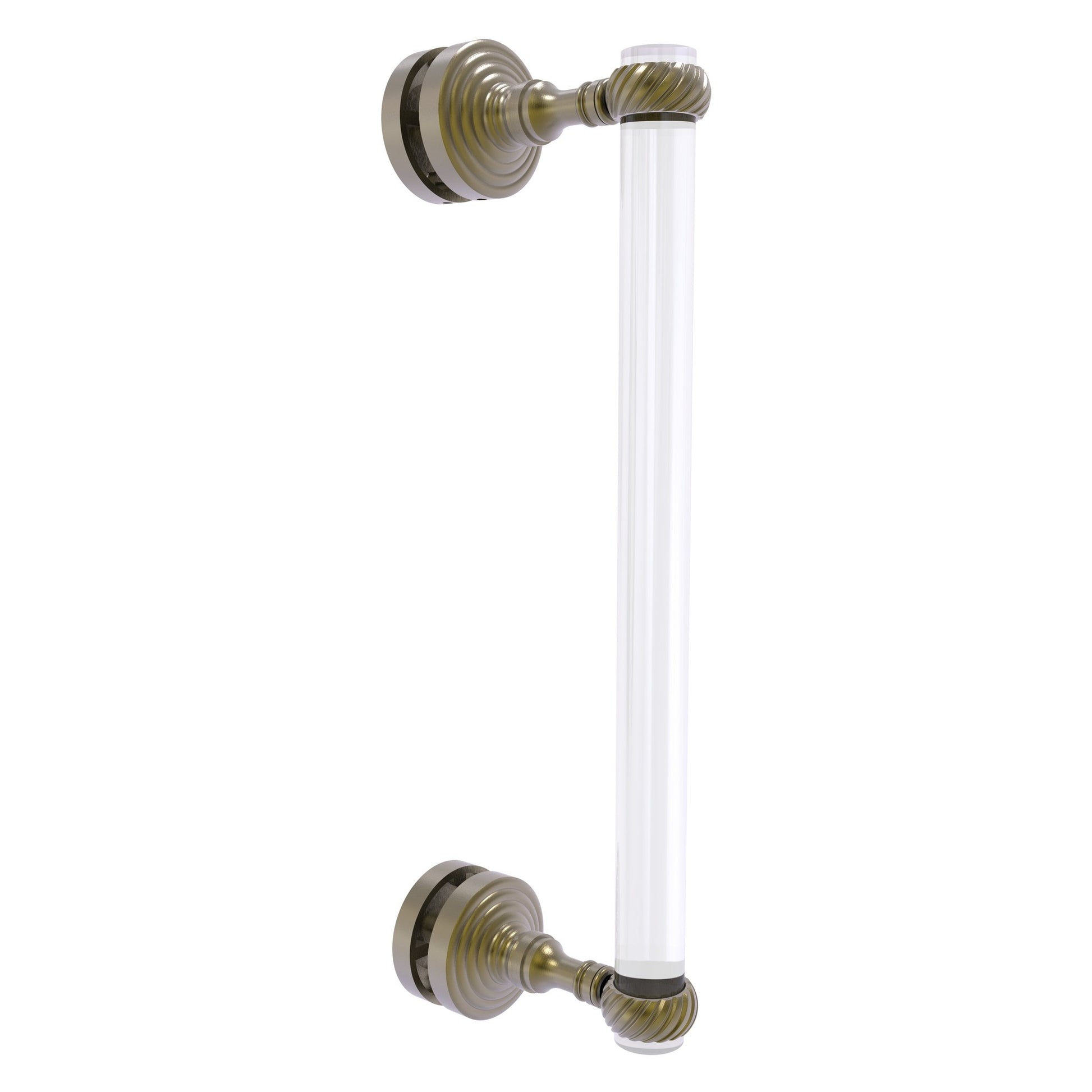 Allied Brass Pacific Grove 5.2" x 2.2" Antique Brass Solid Brass 12-Inch Single Side Shower Door Pull With Twisted Accents