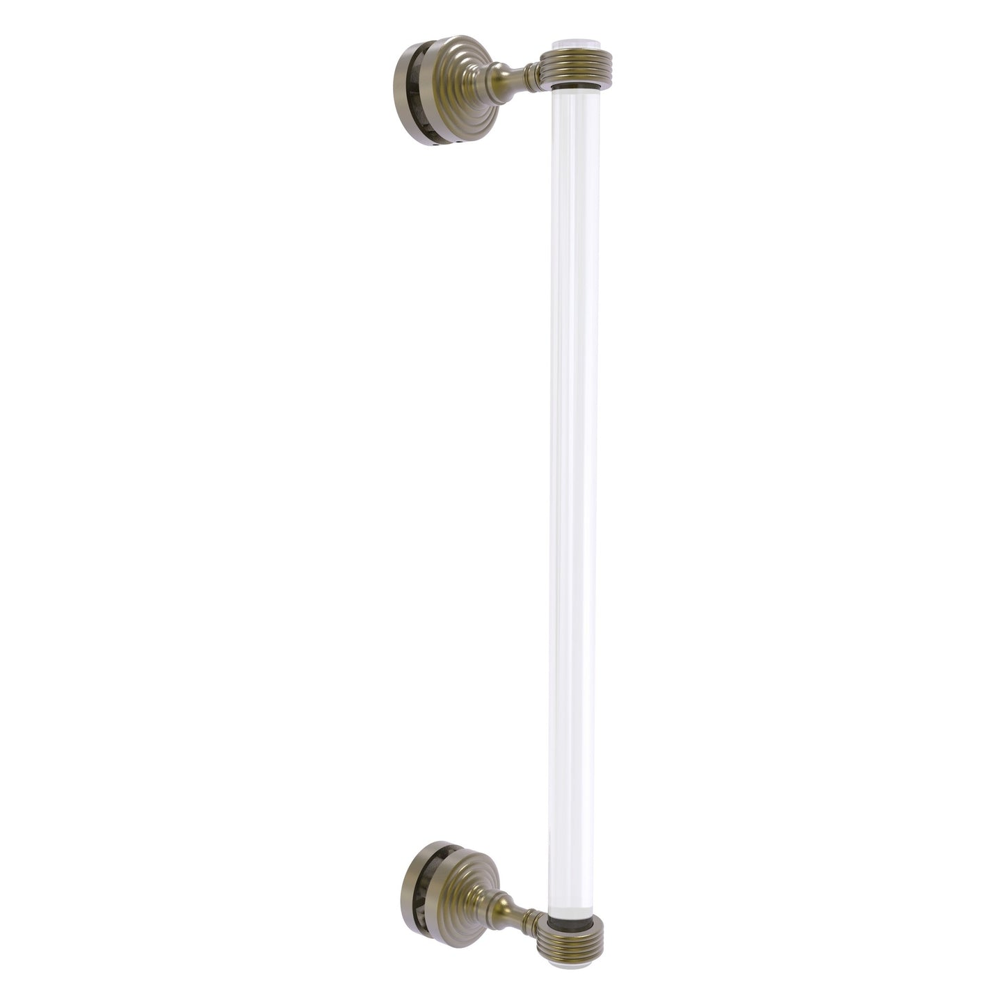 Allied Brass Pacific Grove 5.2" x 2.2" Antique Brass Solid Brass 18-Inch Single Side Shower Door Pull With Grooved Accents