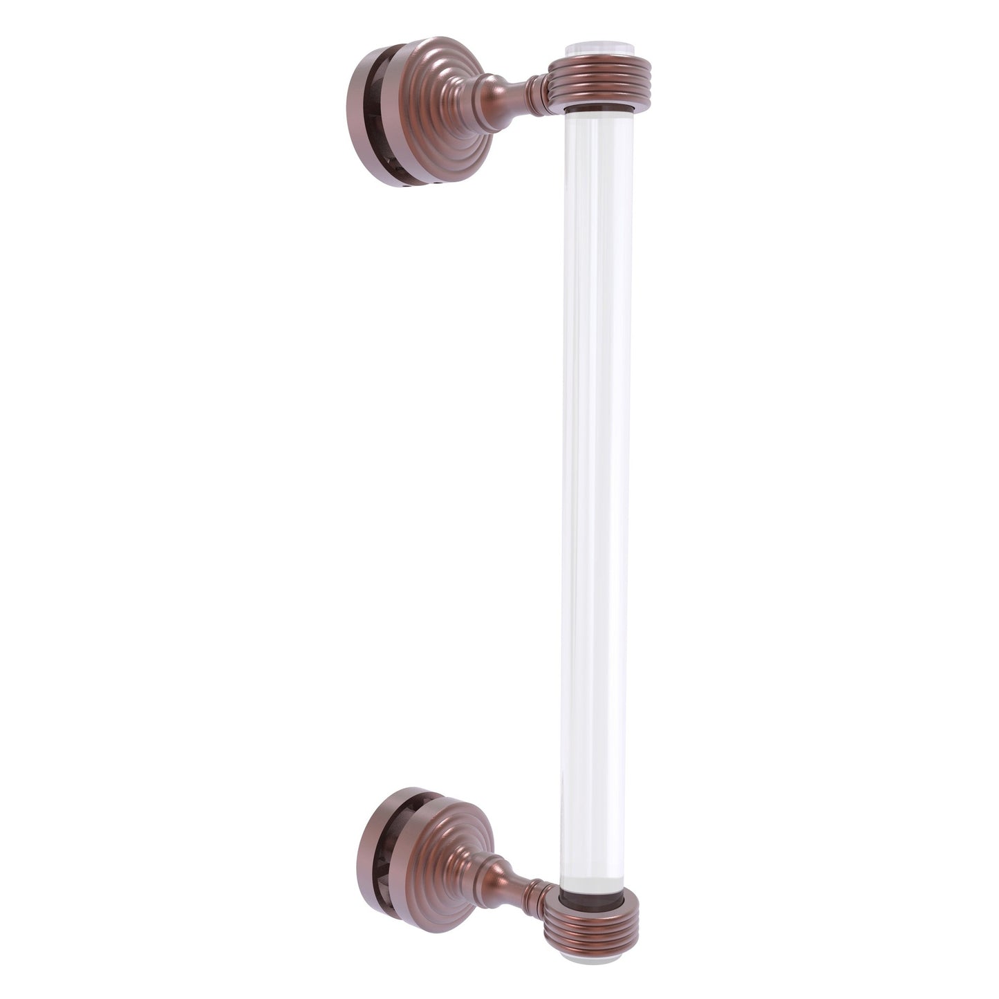 Allied Brass Pacific Grove 5.2" x 2.2" Antique Copper Solid Brass 12-Inch Single Side Shower Door Pull With Grooved Accents