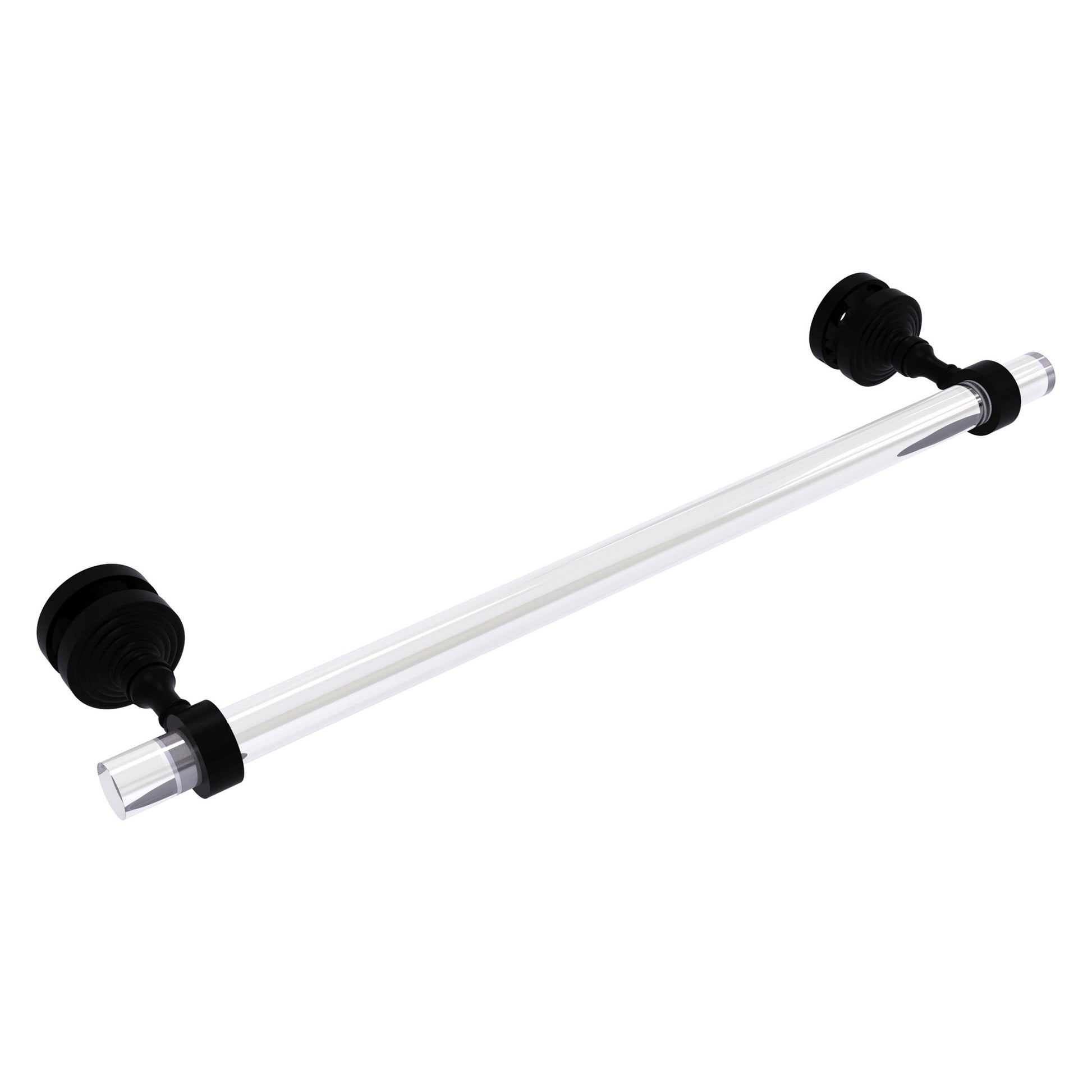 Allied Brass Pacific Grove 5.2" x 2.2" Matte Black Solid Brass 18-Inch Shower Door Towel Bar