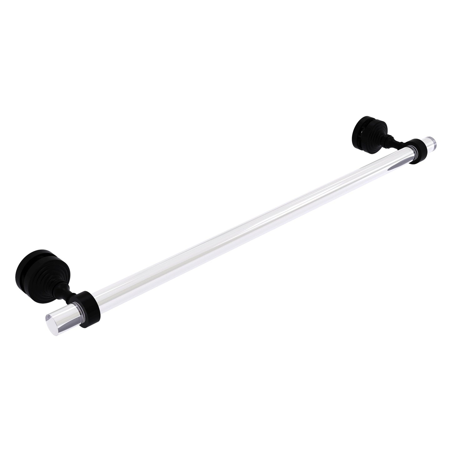 Allied Brass Pacific Grove 5.2" x 2.2" Matte Black Solid Brass 24-Inch Shower Door Towel Bar
