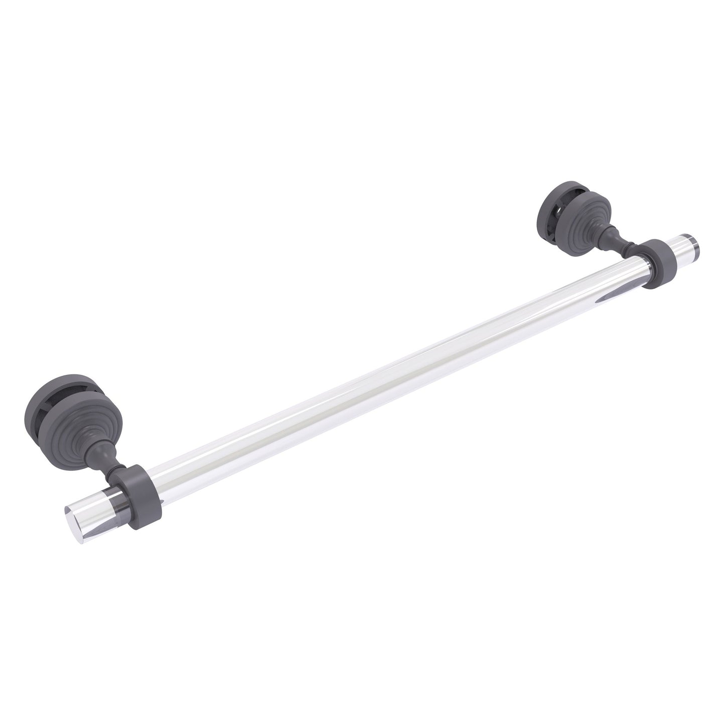 Allied Brass Pacific Grove 5.2" x 2.2" Matte Gray Solid Brass 18-Inch Shower Door Towel Bar