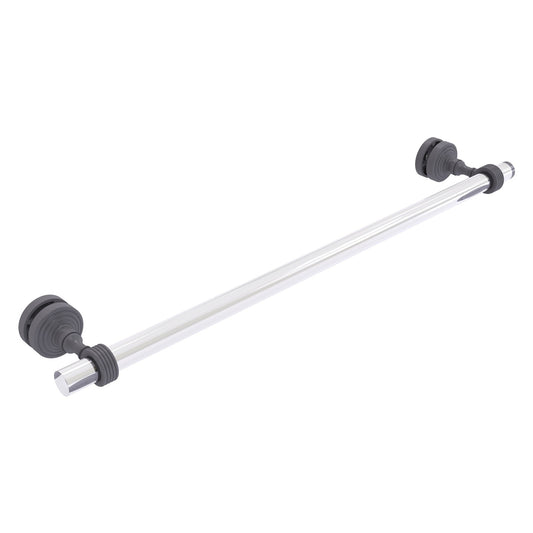 Allied Brass Pacific Grove 5.2" x 2.2" Matte Gray Solid Brass 24-Inch Shower Door Towel Bar With Grooved Accents