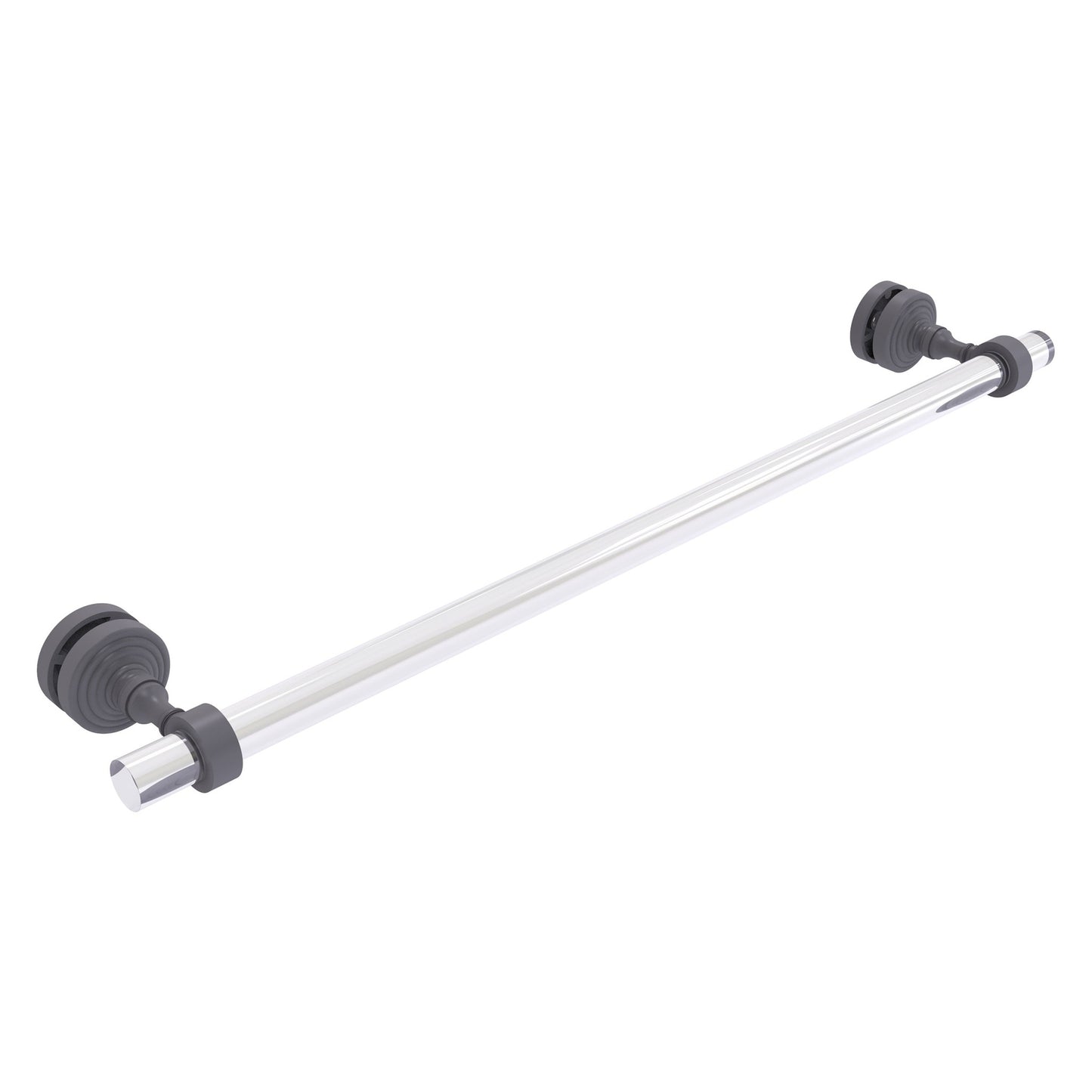 Allied Brass Pacific Grove 5.2" x 2.2" Matte Gray Solid Brass 24-Inch Shower Door Towel Bar