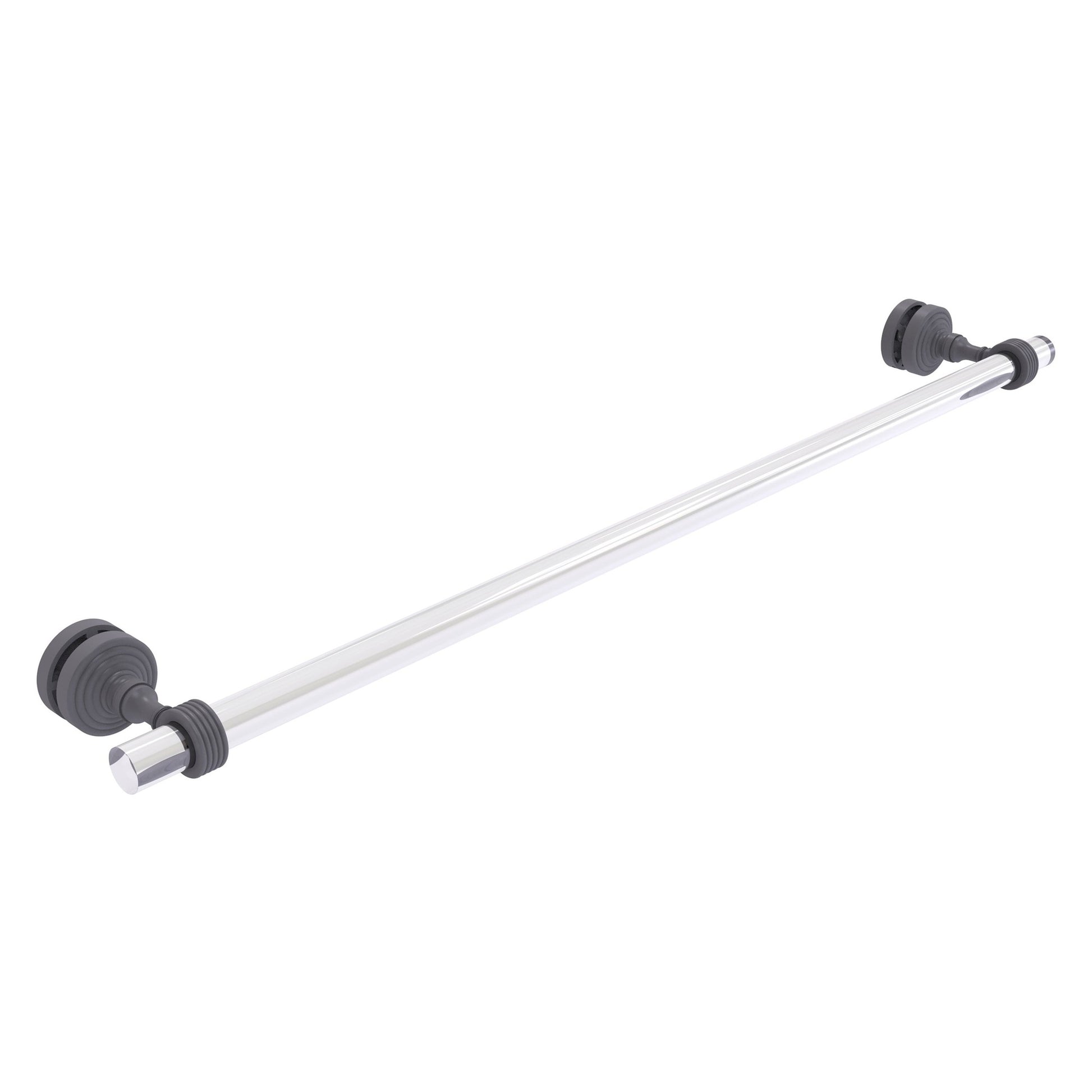Allied Brass Pacific Grove 5.2" x 2.2" Matte Gray Solid Brass 30-Inch Shower Door Towel Bar With Grooved Accents