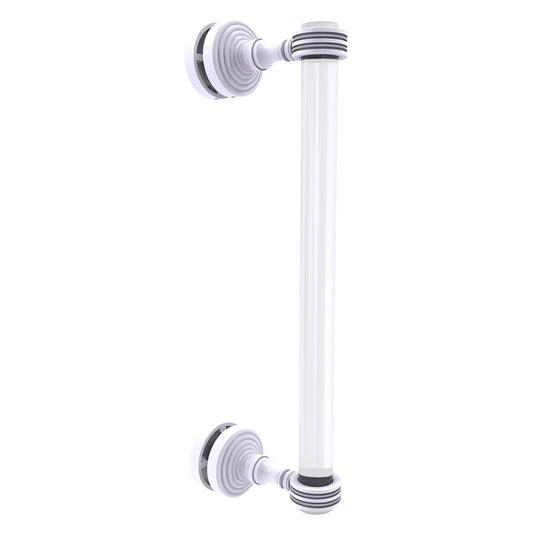 Allied Brass Pacific Grove 5.2" x 2.2" Matte White Solid Brass 12-Inch Single Side Shower Door Pull With Dotted Accents