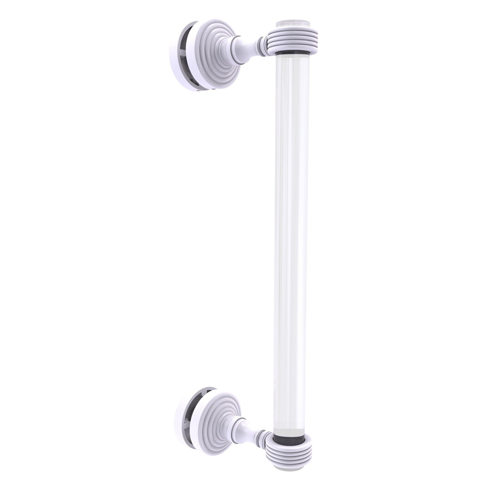 Allied Brass Pacific Grove 5.2" x 2.2" Matte White Solid Brass 12-Inch Single Side Shower Door Pull With Grooved Accents