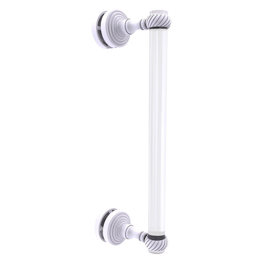 Allied Brass Pacific Grove 5.2" x 2.2" Matte White Solid Brass 12-Inch Single Side Shower Door Pull With Twisted Accents
