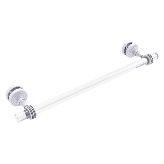 Allied Brass Pacific Grove 5.2" x 2.2" Matte White Solid Brass 18-Inch Shower Door Towel Bar With Dotted Accents