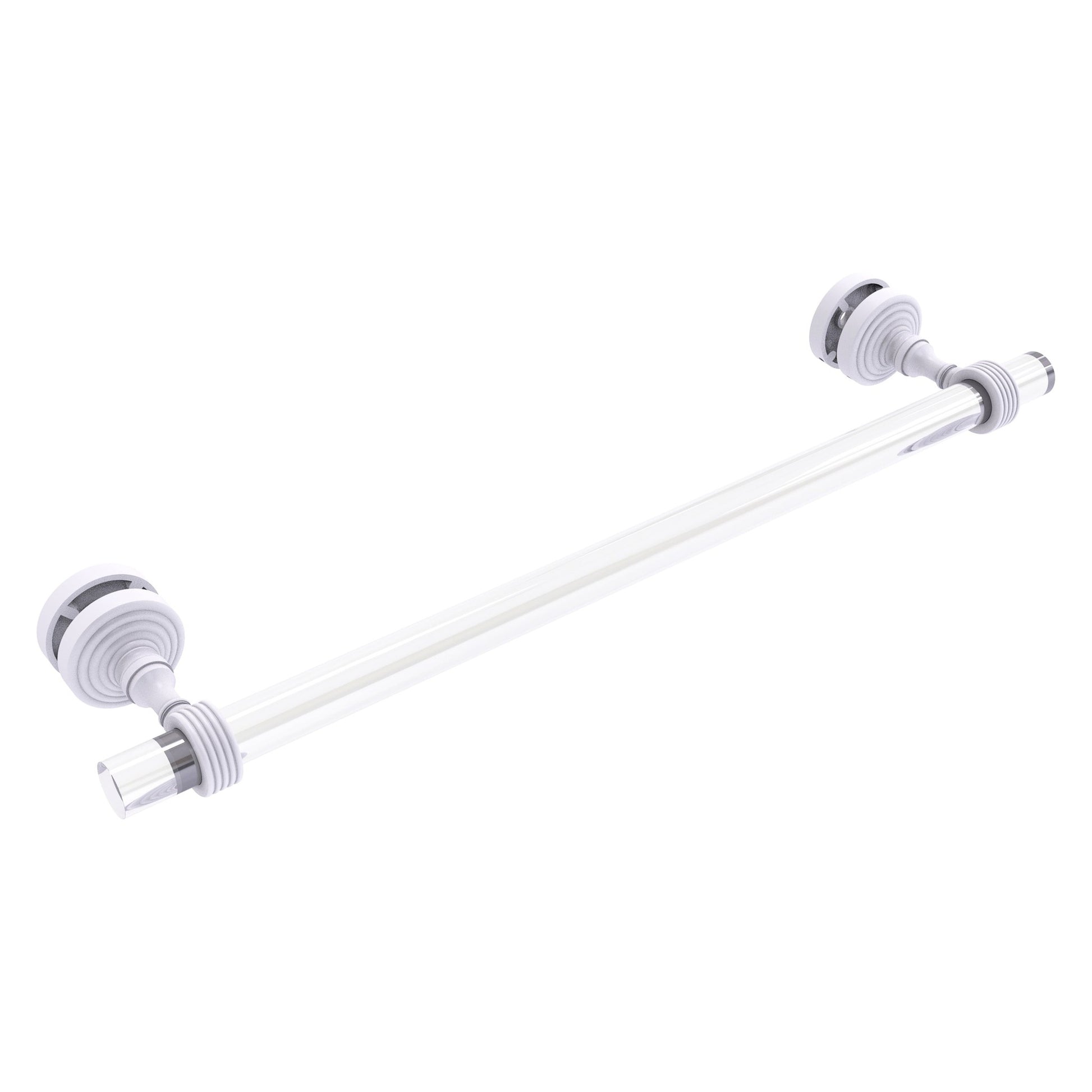 Allied Brass Pacific Grove 5.2" x 2.2" Matte White Solid Brass 18-Inch Shower Door Towel Bar With Grooved Accents