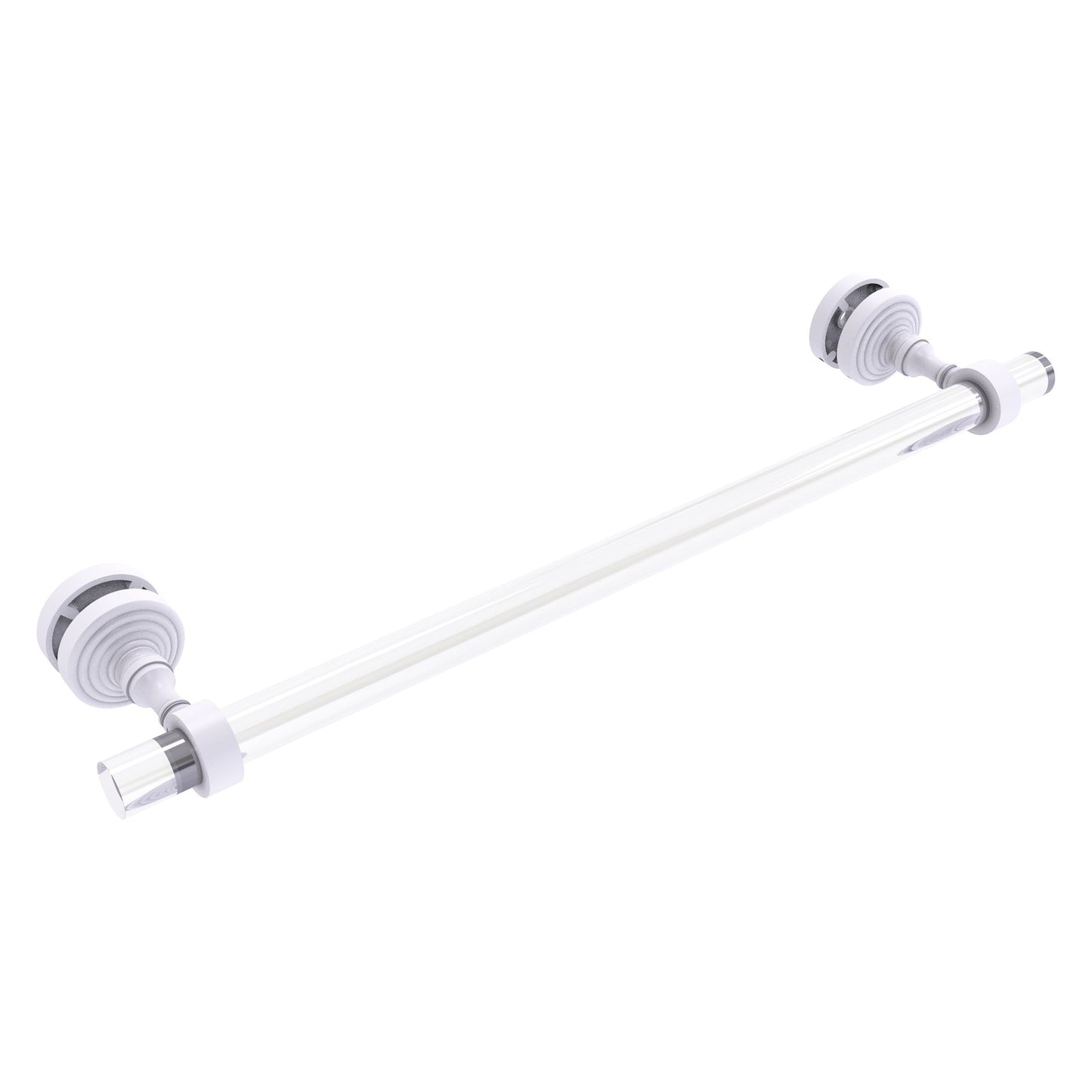 Allied Brass Pacific Grove 5.2" x 2.2" Matte White Solid Brass 18-Inch Shower Door Towel Bar