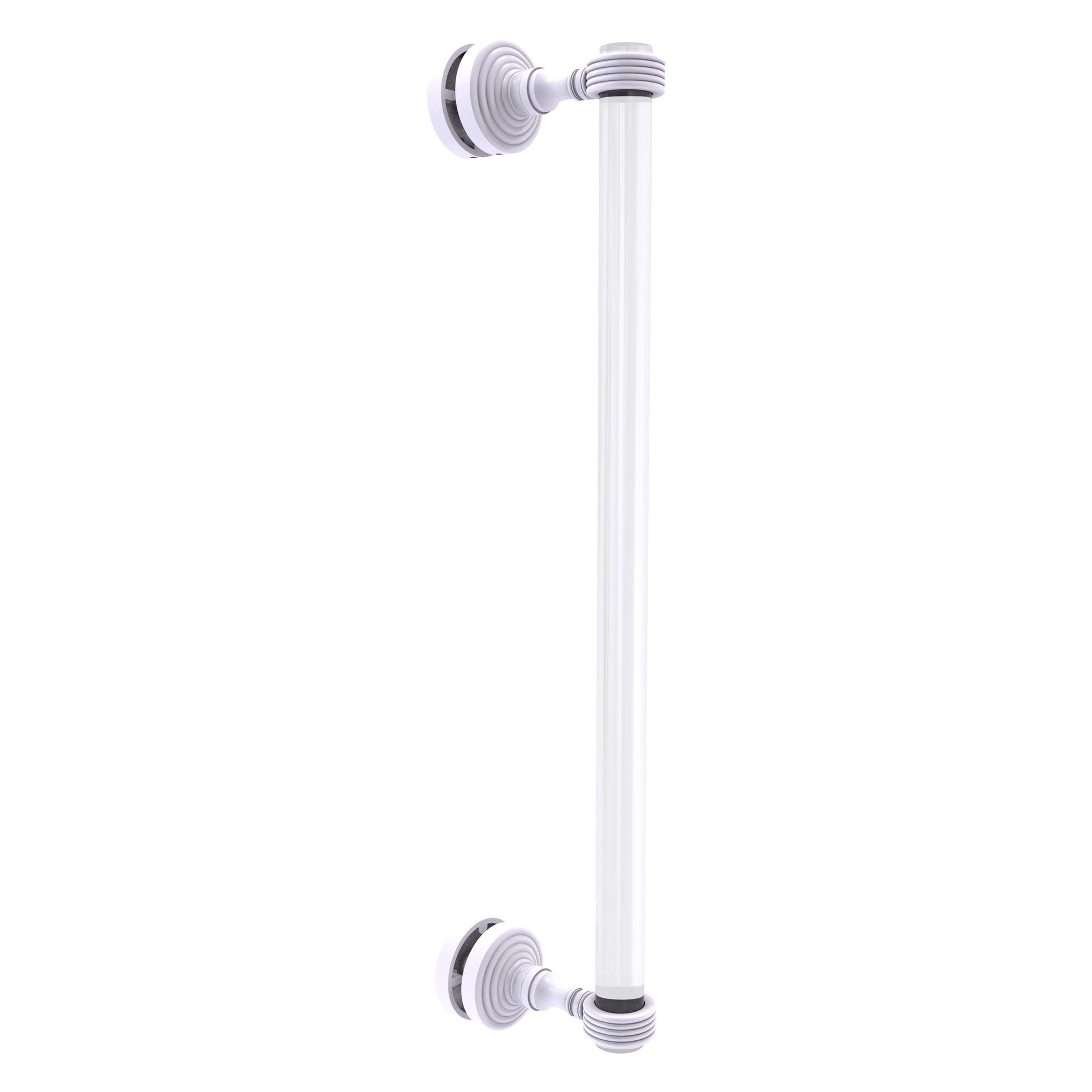 Allied Brass Pacific Grove 5.2" x 2.2" Matte White Solid Brass 18-Inch Single Side Shower Door Pull With Grooved Accents