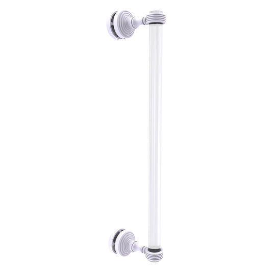 Allied Brass Pacific Grove 5.2" x 2.2" Matte White Solid Brass 18-Inch Single Side Shower Door Pull With Grooved Accents