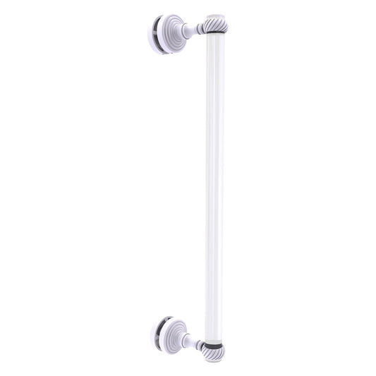 Allied Brass Pacific Grove 5.2" x 2.2" Matte White Solid Brass 18-Inch Single Side Shower Door Pull With Twisted Accents