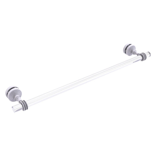 Allied Brass Pacific Grove 5.2" x 2.2" Matte White Solid Brass 24-Inch Shower Door Towel Bar With Dotted Accents